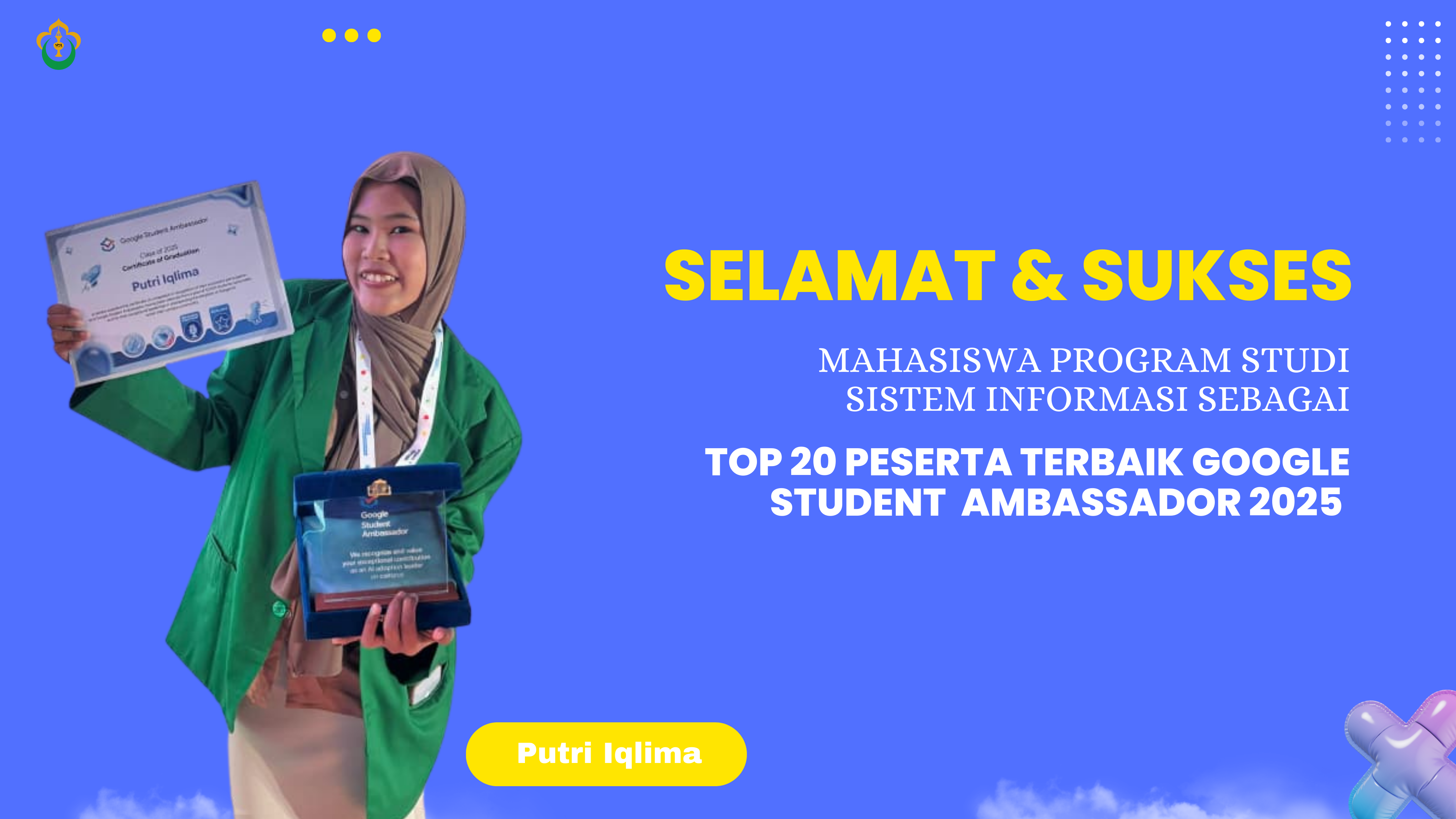 Mahasiswi Sistem Informasi Universitas Malikussaleh Raih Top 20 Google Student Ambassador 2025
